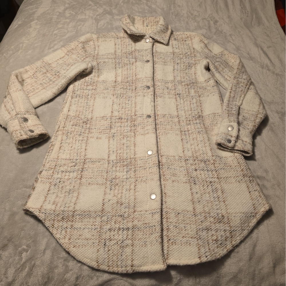 BB Dakota by Steve Madden Plaid Button Down Shirt Jacket Shacket Coatigan XS